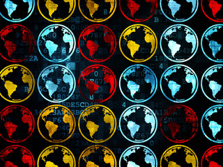 Obraz premium Science concept: Globe icons on Digital background