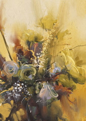 painting showing bouquet of beautiful flowers