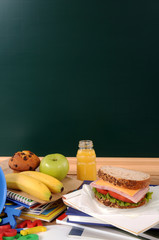 School lunch with blackboard