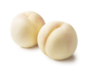 fresh white peach on white background © m________k____