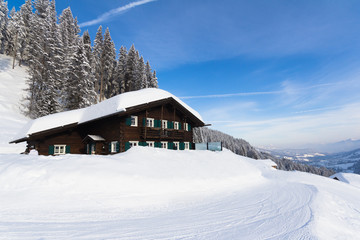 Fototapeta na wymiar Hütte im Schnee