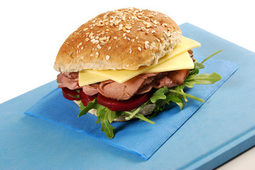School lunch: roast beef roll sandwich