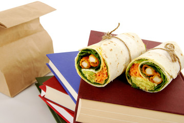 School lunch: chicken wrap sandwich
