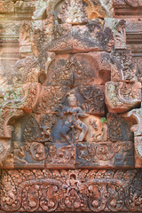 Banteay Srei temple bas-relief, Cambodia