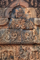 Banteay Srei temple bas-relief, Cambodia