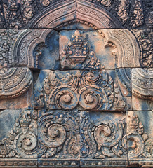 Fototapeta na wymiar Banteay Srei temple bas-relief, Cambodia