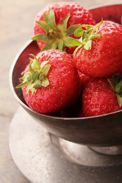 fresh strawberries in dish