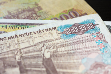 Banknote in two thousand Vietnamese dong close up
