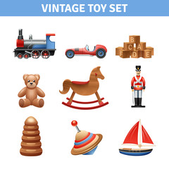 Vintage Toy Icons Set
