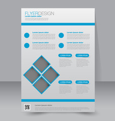 Flyer template. Business brochure. Editable A4 poster for design, education, presentation, website, magazine cover. Blue color.