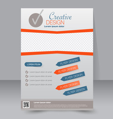 Obraz premium Flyer template. Business brochure. Editable A4 poster for design, education, presentation, website, magazine cover. Blue and orange color.