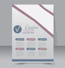 Flyer template. Business brochure. Editable A4 poster for design, education, presentation, website, magazine cover. Brown and blue color.