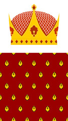 Set Crown and mantle. Royal Crown. Jewelry accessory made of gol © popaukropa