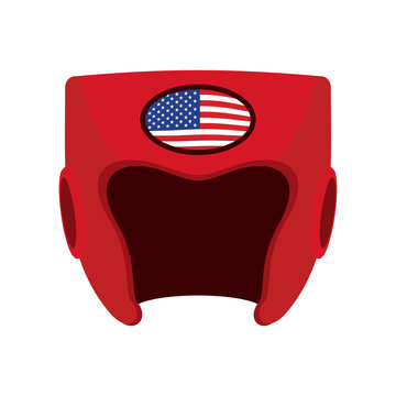 Boxing helmet with the flag of America. Red protective patriotic