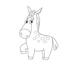Outline illustration of cartoon character horse.