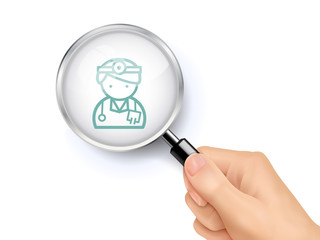 doctor icon showing through magnifying glass