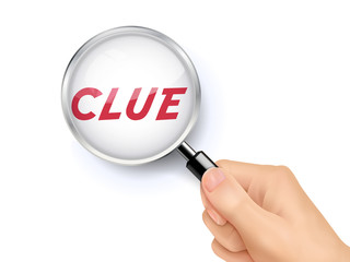 clue word showing through magnifying glass