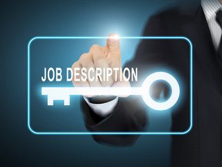 male hand pressing job description key button