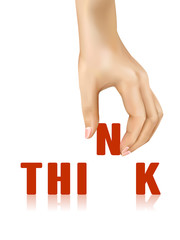 think word taken away by hand