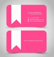 Business card set template. Pink color. Corporate identity vector illustration.