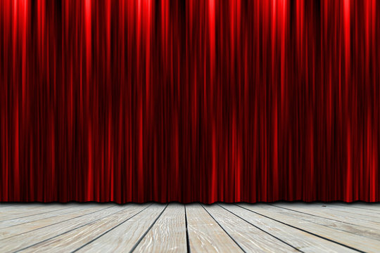 theater stage with red curtains 