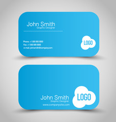 Business card set template. Blue and white color. Corporate identity vector illustration.