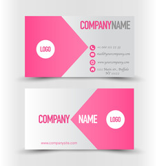 Business card set template. Pink and silver color. Corporate identity vector illustration.