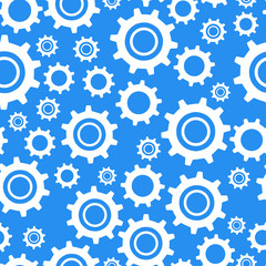 Many different types cogwheel, white icons on blue background