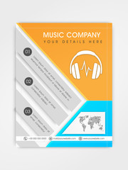 Template, brochure or flyer design for music.
