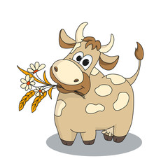 Fototapeta premium Cute cow with flowers.