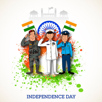 Saluting army officers for Indian Independence Day.
