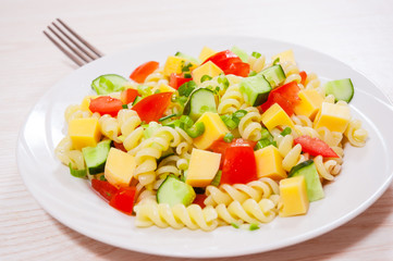 pasta salad with cheese and vegetables