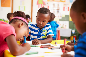 Fototapeta Preschool class in South African township, close-up obraz
