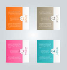 Infographic template with step options for business, startup concept, web design, data visualization, banner, brochure or flyer layouts, presentation, education. Abstract 3d stock vector illustration.