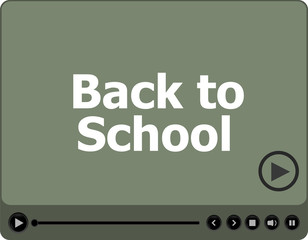 Back to school words on media player isolated on white, education concept