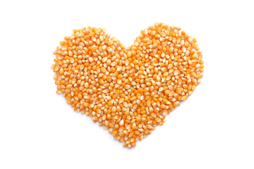 Popcorn maize in a heart shape