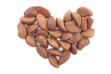Brazil nuts in a heart shape