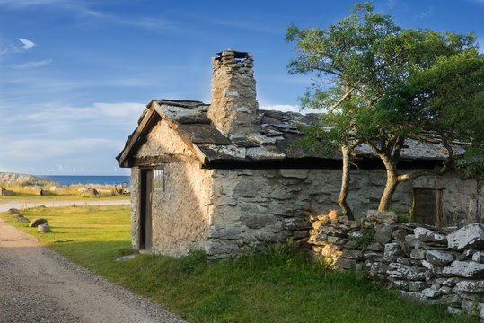 Fischerh&uuml;tte bei Ljugarn, Gotland, Vitv&auml;rs Fiskel&auml;ge