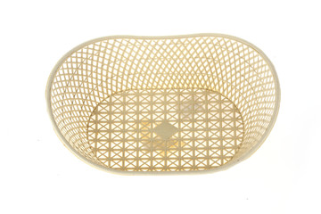 empty white basket plastic, isolated on white background