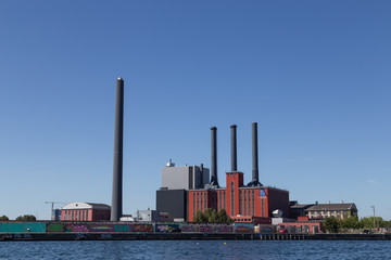 Copenhagen, Denmark - August 9, 2015: Photograph of the H. C. Ørsted Power Plant which main task is to supply district heat to Greater Copenhagen.