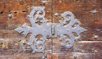 door hinge fitting art of old wooden door