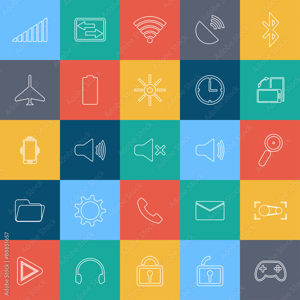 Poster flat outline mobile icon with background