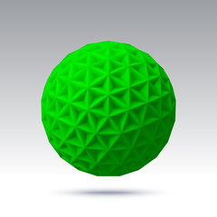 Abstract vector sphere with triangular faces. Isolated on white background