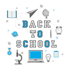 Stylish educational objects or elements for Back to School.