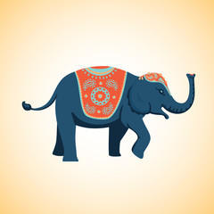 The Indian Elephant. Indian elephant with a traditional decoration. 