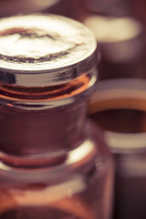 Retro medical glass bottles