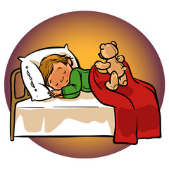 Funny vector cartoon sleeping baby