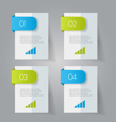 Business infographics template for presentation, education, web design, banners, brochures, flyers. Blue and green tabs. Vector illustration.