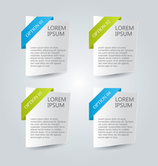 Business infographics template for presentation, education, web design, banners, brochures, flyers. Blue and green tabs. Vector illustration.