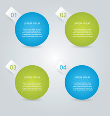 Business infographics template for presentation, education, web design, banners, brochures, flyers. Blue and green tabs. Vector illustration.
